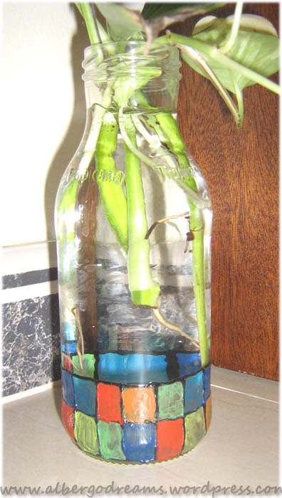 3 bottle Painting  glass Glass painting Bottles